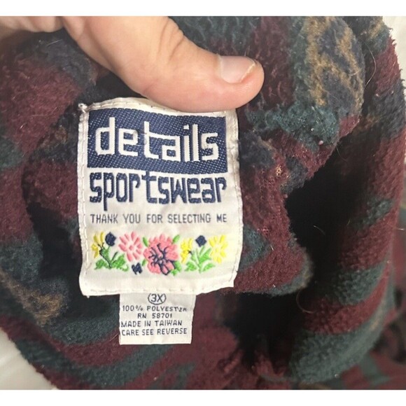 Vintage 90’s Aztec Print Fleece Button Up Shirt Jacket (fits Men’s XL) - Picture 3 of 3